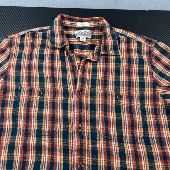 J.Crew Mens Slim Fit Double Brushed Flannel Plaid Shirt Long Sleeve size Medium - Picture 4 of 7